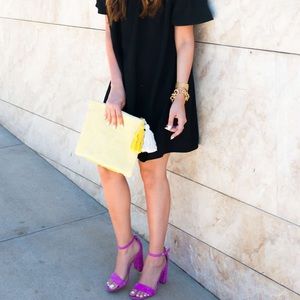 Ivanka Trump magenta stacked heel sandals